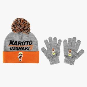 Bioworld Naruto Shippuden Cuffed Beanie Hat with Pom and Gloves Combo
